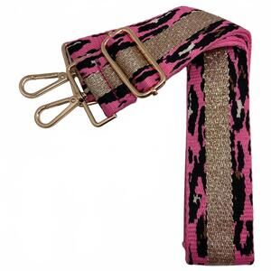 NEW CTHRU women's metallic leopard stripe crossbody bag strap in champagne/hot p